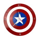 Captain America Shield Wooden Wall Clock | Superhero Decor 14 Inch | Marvel Inspired Gift