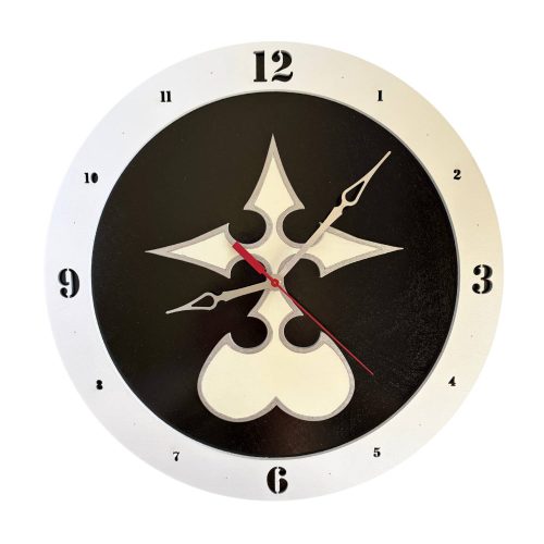Nobody wooden wall clock with black background and white emblem design