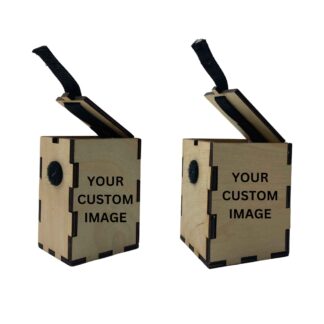 Handmade wooden gaming deck boxes with the option to have your own custom image front