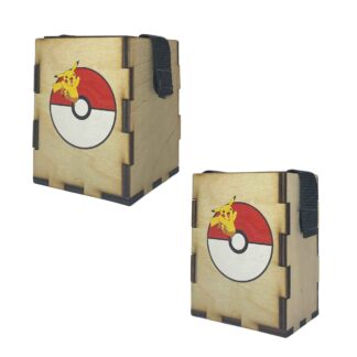Single and Commander Sized Gaming Deck Box. Handmade from Wood with Pokeball and Pikachu image on front