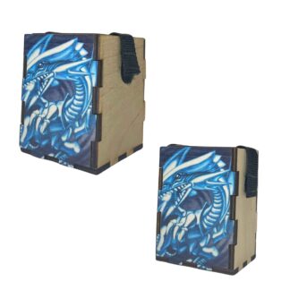 Single and Commander Sized Gaming Deck Box. Handmade from Wood with Yugioh Dragon image on front