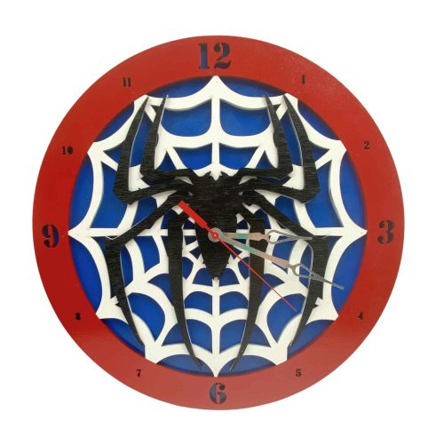 Spider Man wooden wall clock spider emblem web design superhero decor